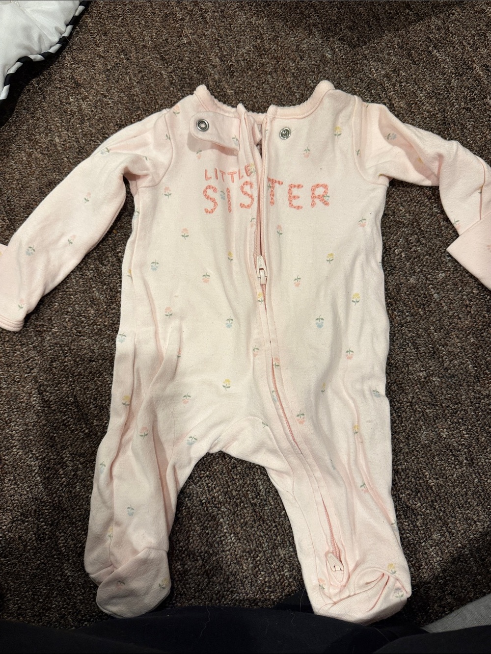 Carter's Light Pink "Little Sister" Footed One-Piece Pajamas